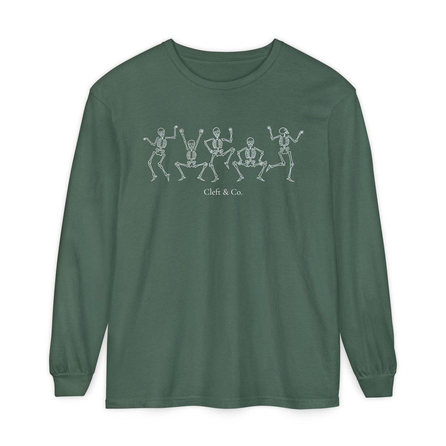 Dancing white skeletons, long sleeve tee