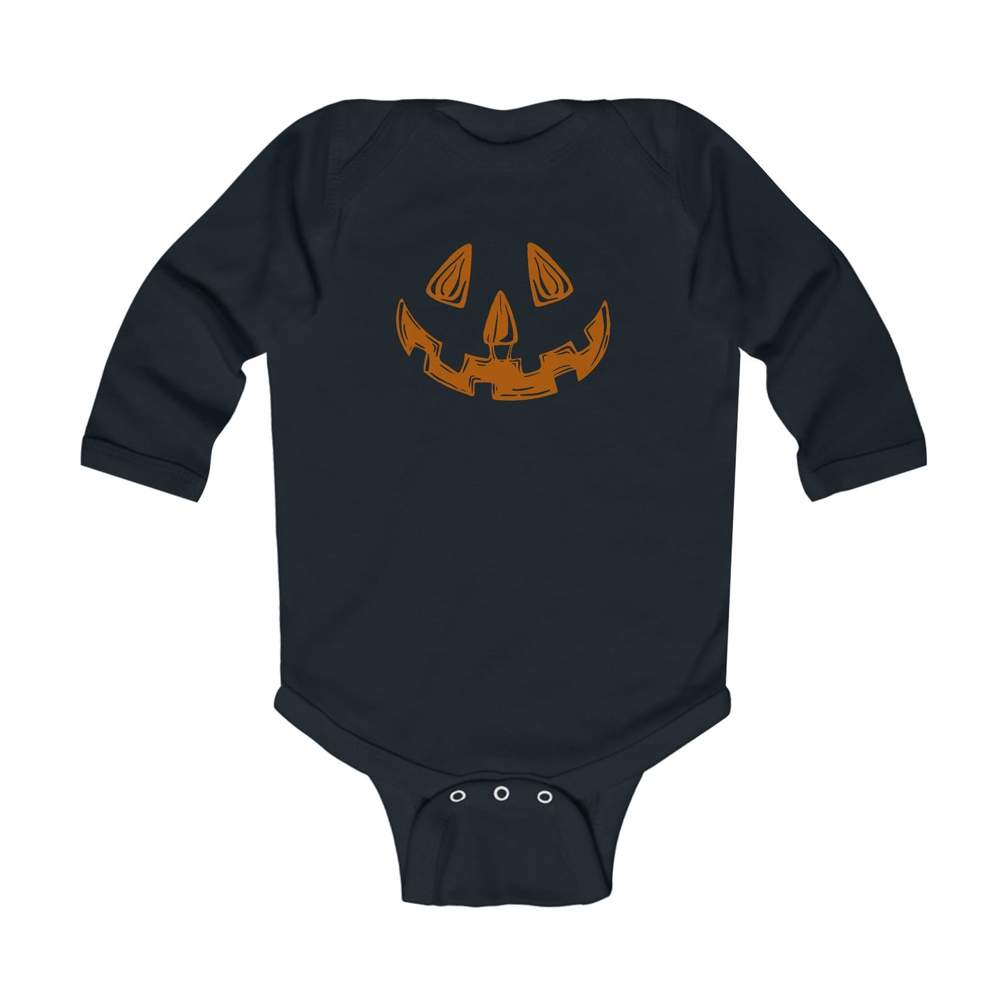 Bilateral cleftie jack-o-lantern, black infant bodysuit