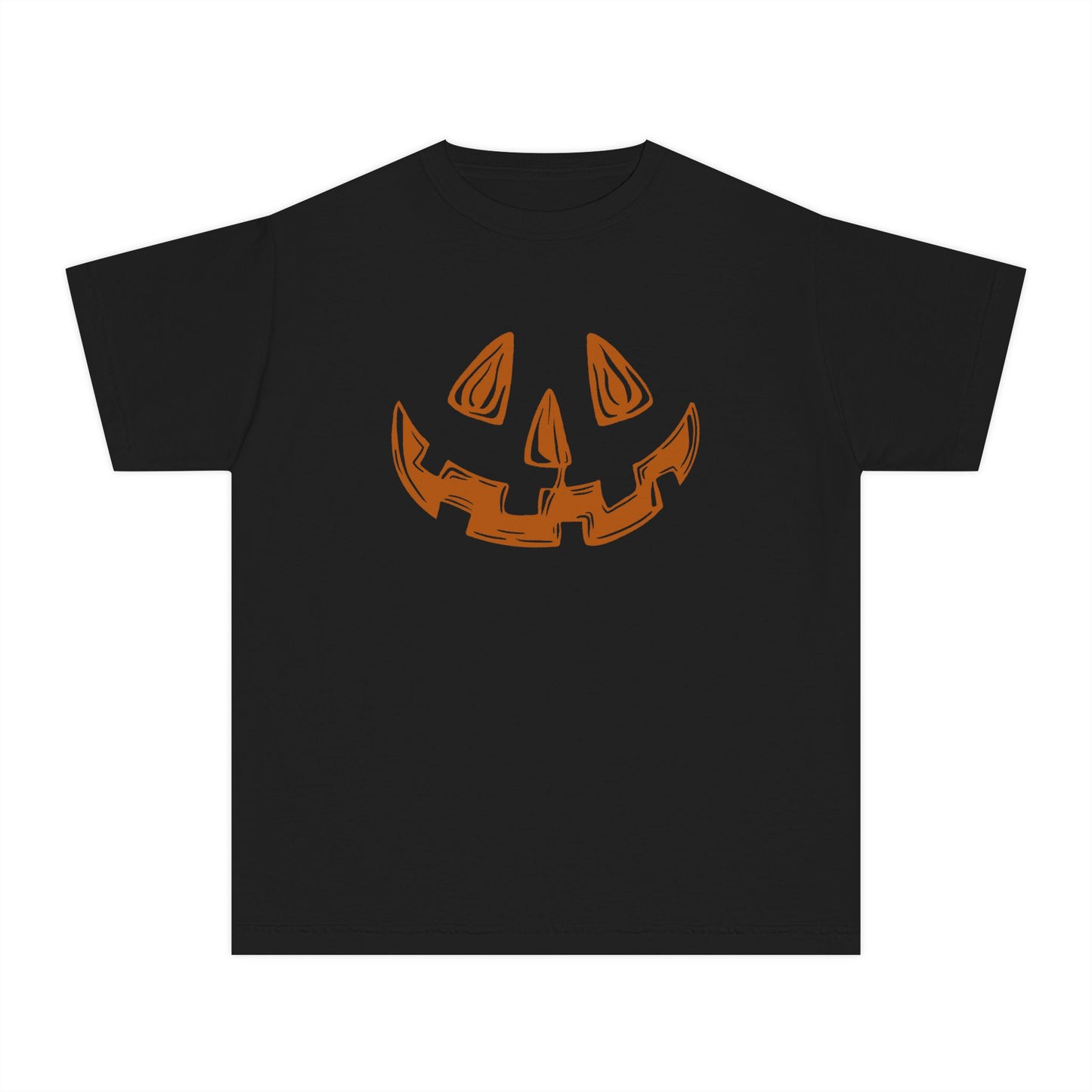 Right cleft jack-o-lantern, black youth tee
