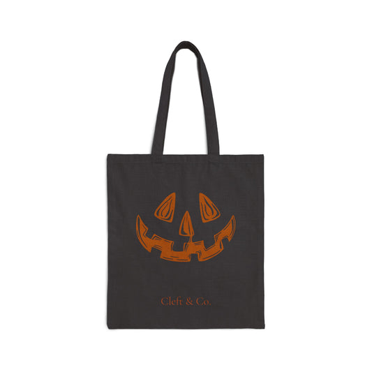Right cleftie jack-o-lantern, black tote