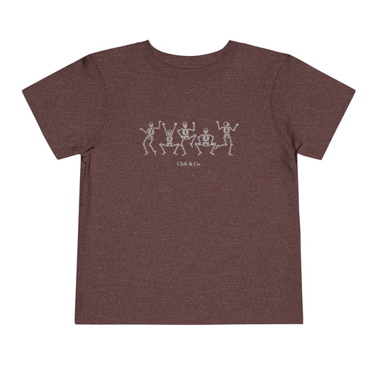 Dancing white skeletons, toddler tee