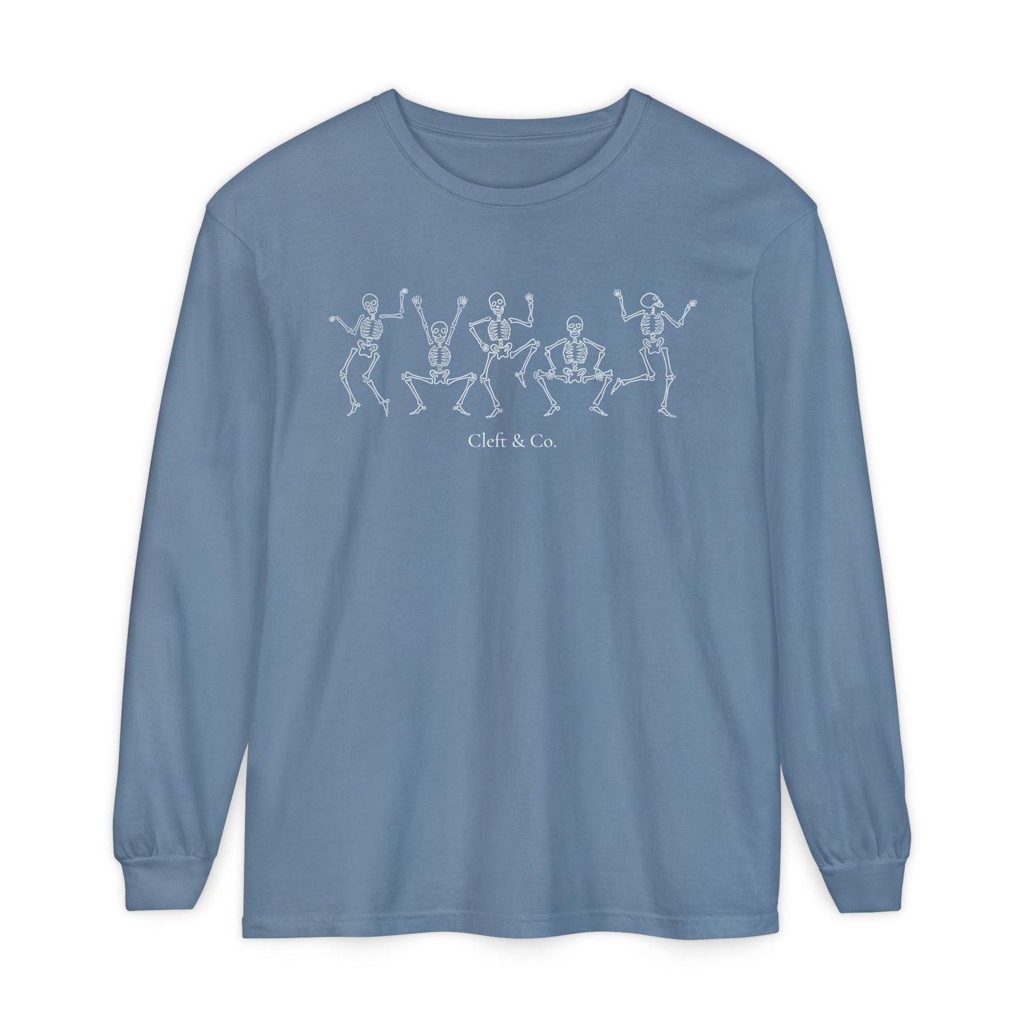 Dancing white skeletons, long sleeve tee