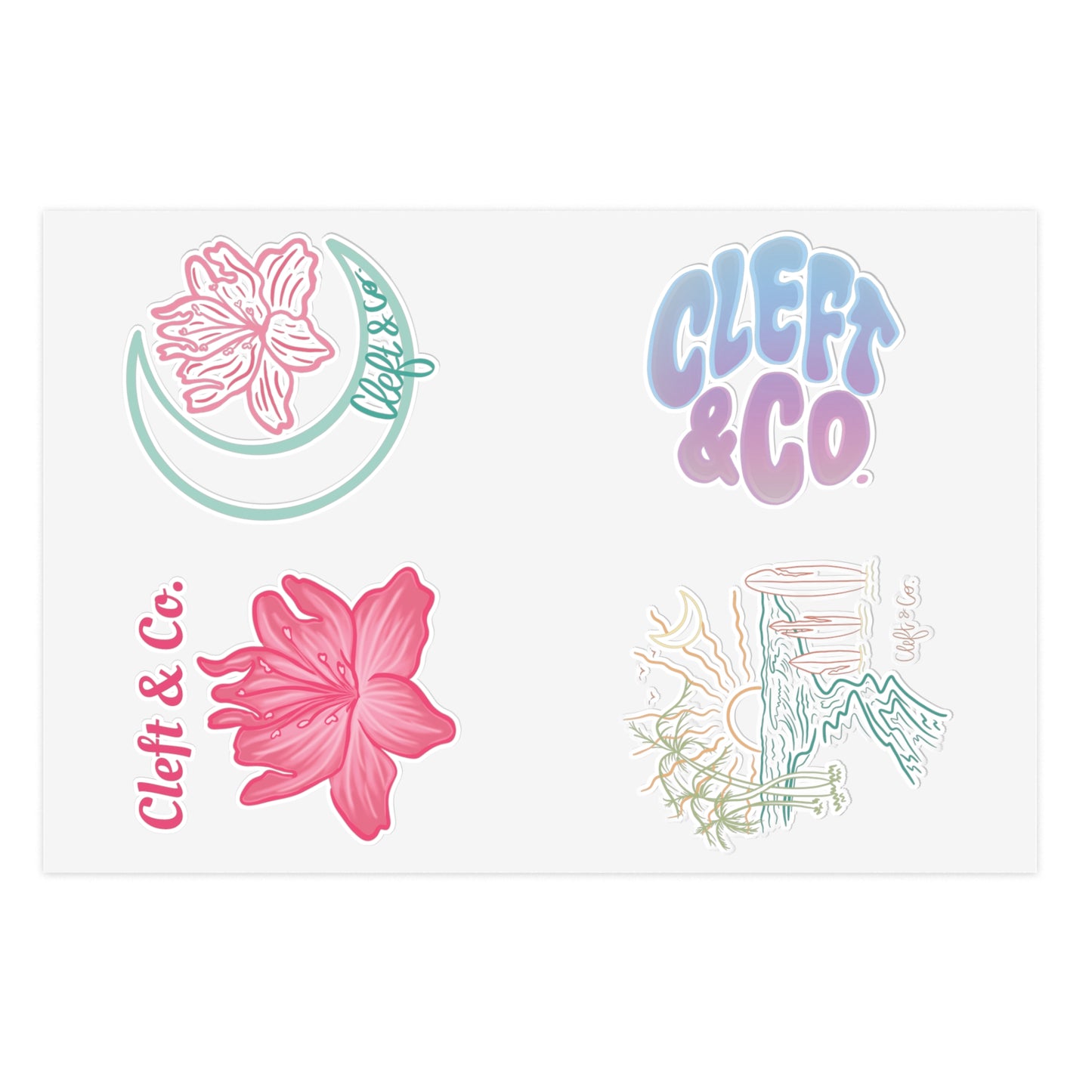 Azalea, Golden hour, summer logo, surfer sticker set