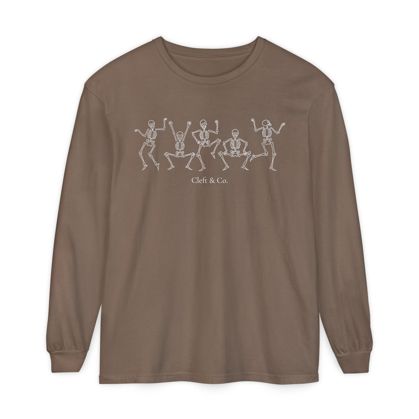 Dancing white skeletons, long sleeve tee