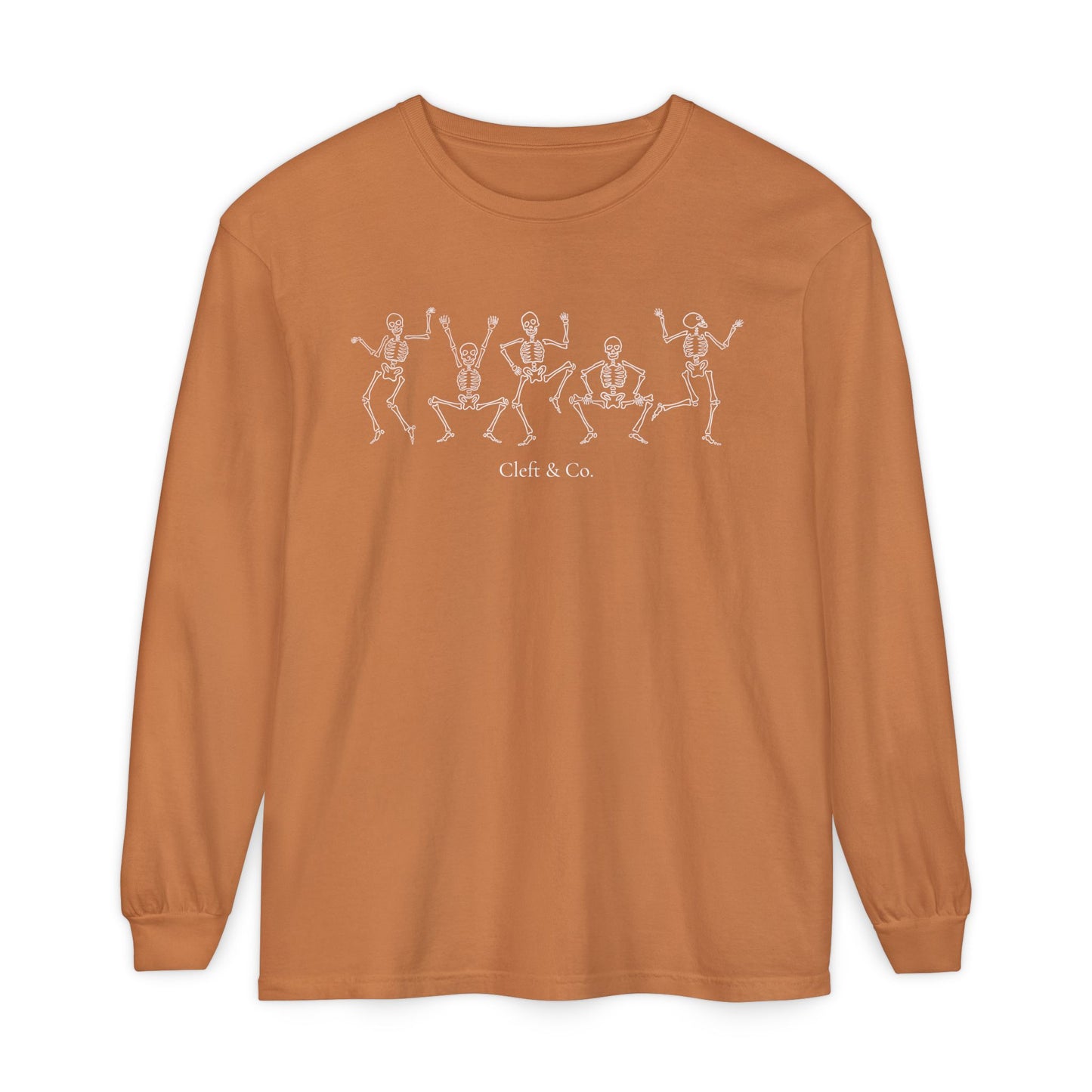 Dancing white skeletons, long sleeve tee