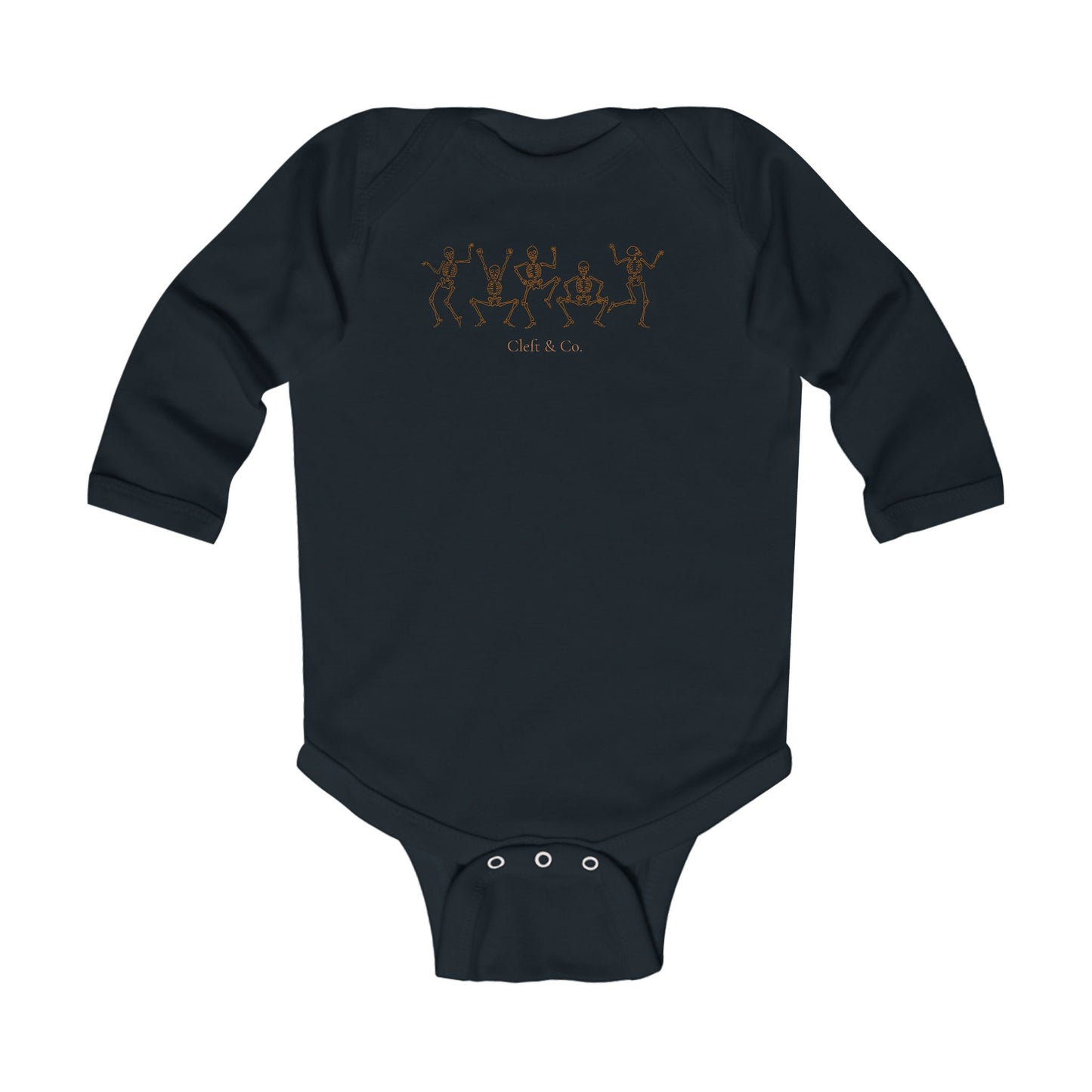 Dancing orange skeletons, infant bodysuit