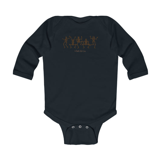Dancing orange skeletons, infant bodysuit
