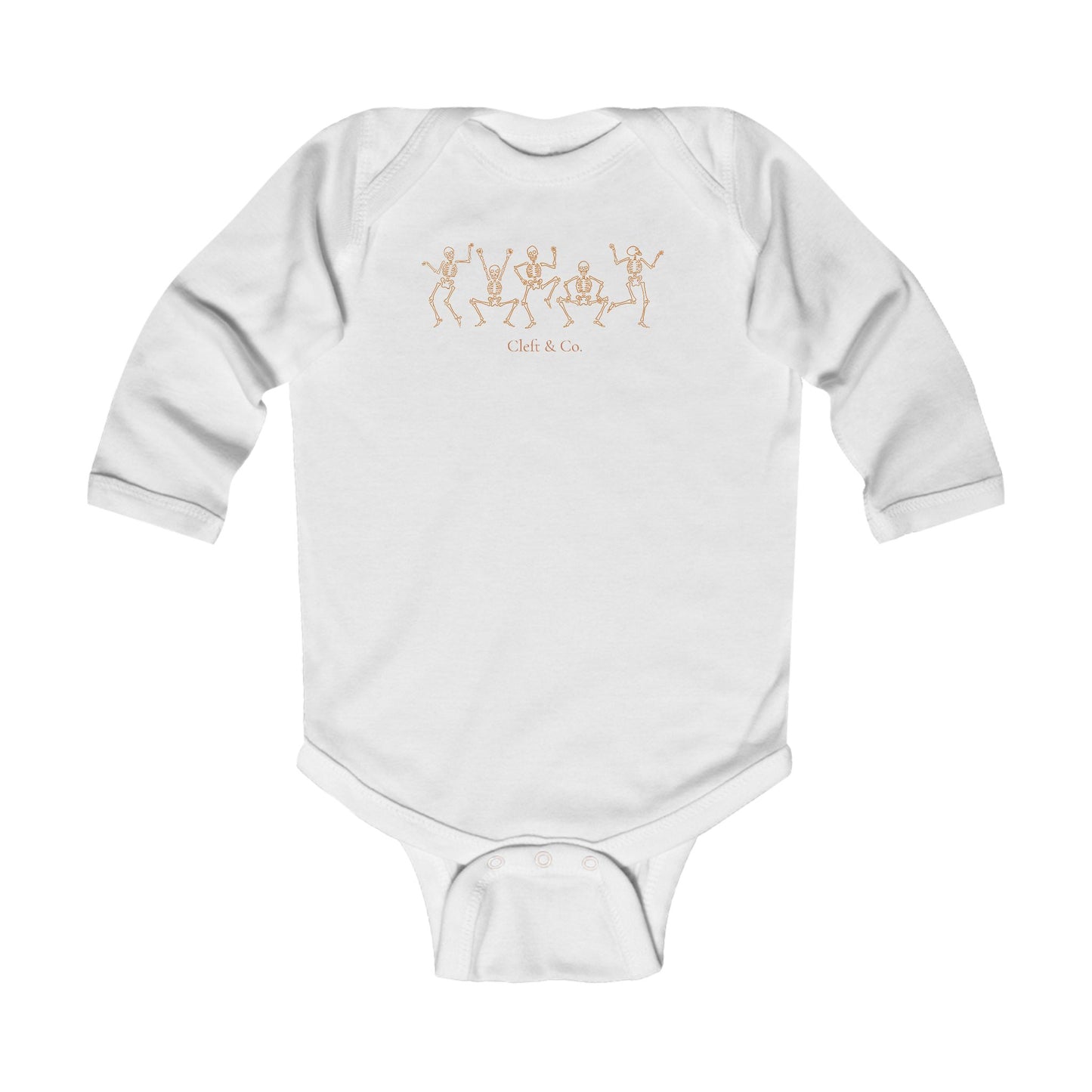 Dancing orange skeletons, infant bodysuit