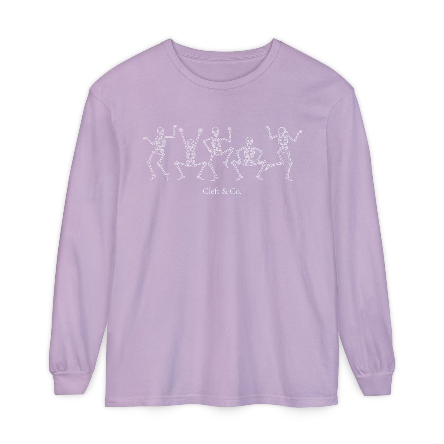 Dancing white skeletons, long sleeve tee