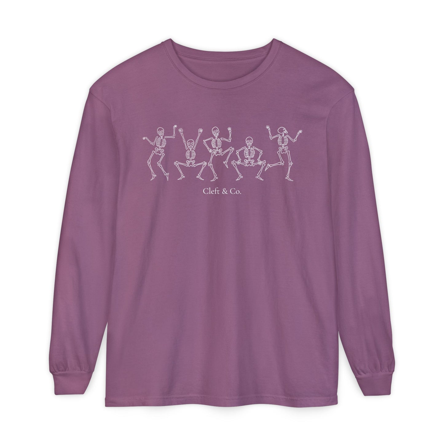 Dancing white skeletons, long sleeve tee