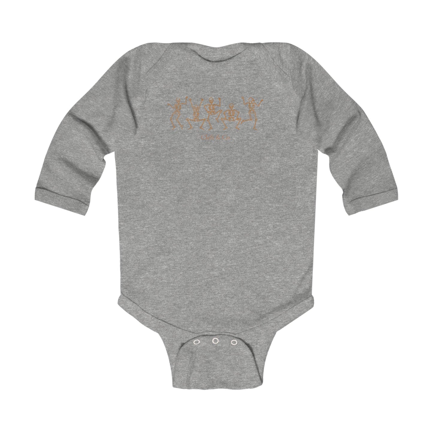 Dancing orange skeletons, infant bodysuit