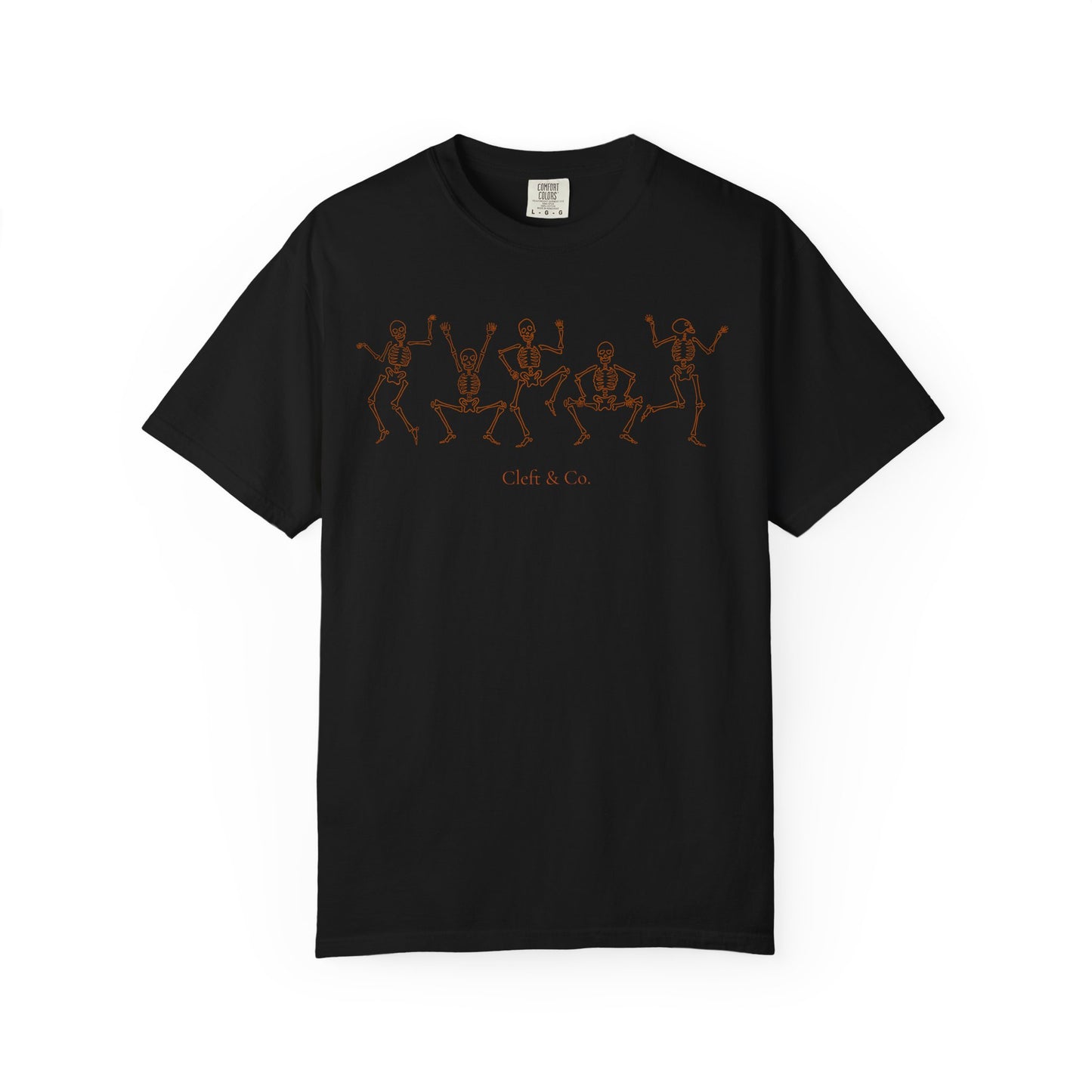 Dancing orange skeletons, short sleeve tee