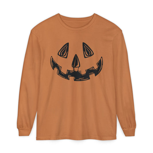 Left cleftie Jack-o-lantern, orange long sleeve tee