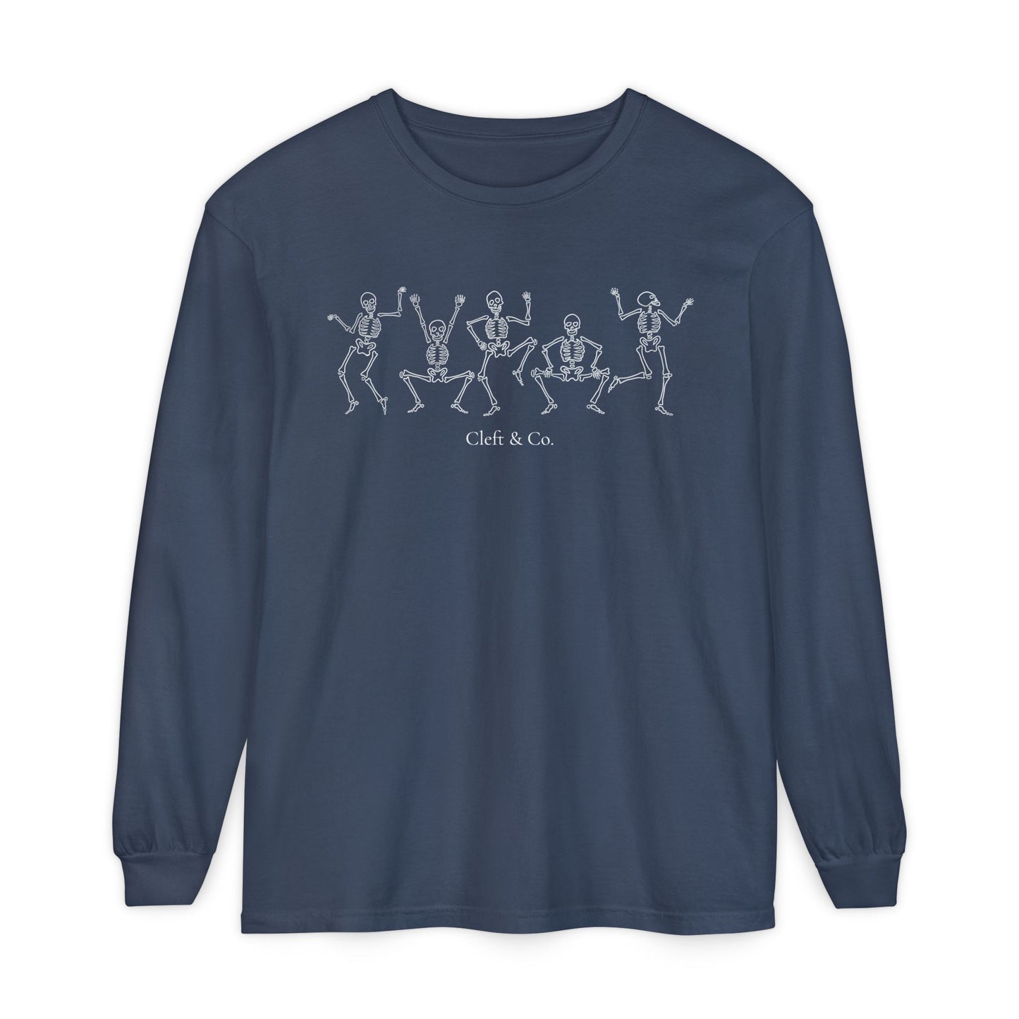 Dancing white skeletons, long sleeve tee