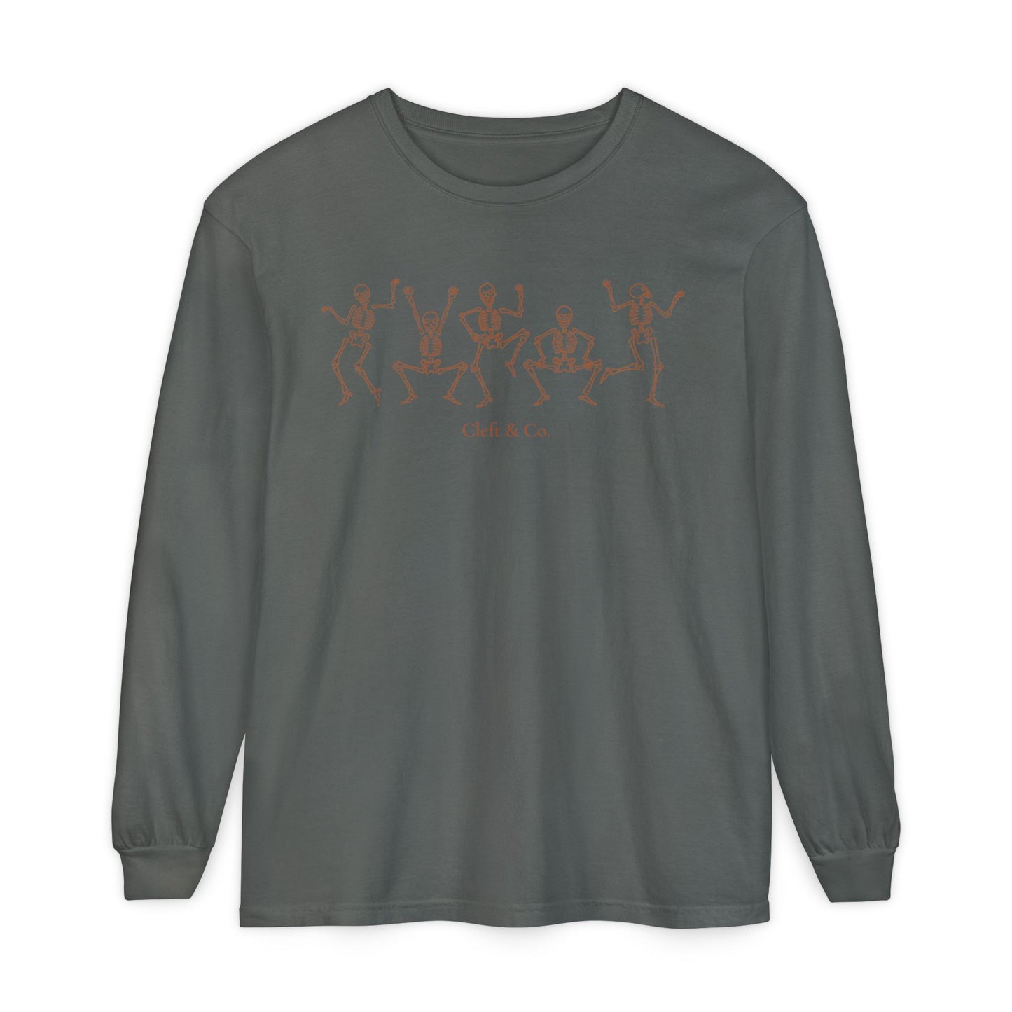 Dancing orange skeletons, long sleeve tee