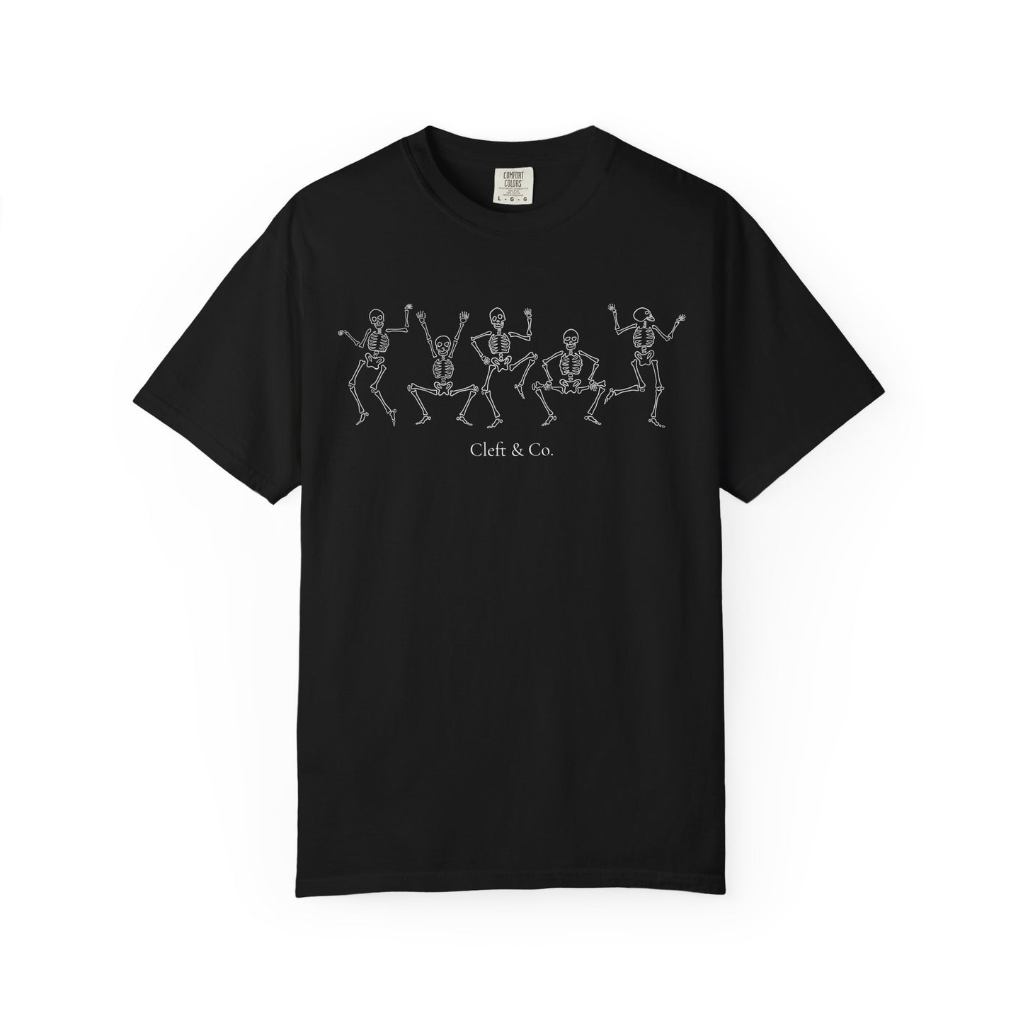 Dancing white skeletons, short sleeve tee
