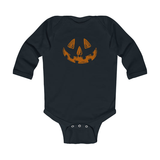 Bilateral cleftie jack-o-lantern, black infant bodysuit