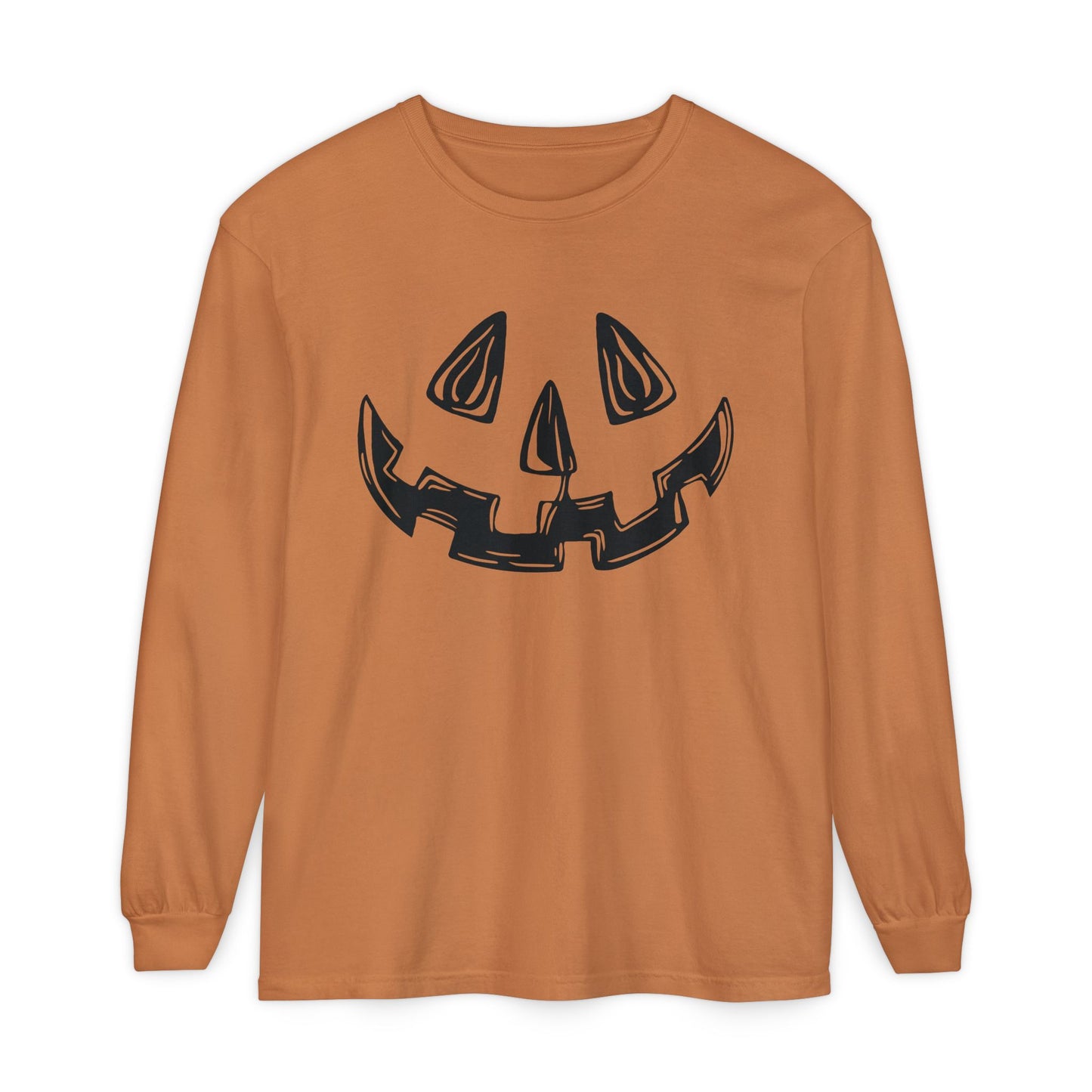 Right cleftie jack-o-lantern, orange long sleeve tee