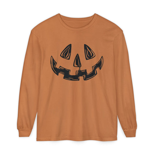 Right cleftie jack-o-lantern, orange long sleeve tee