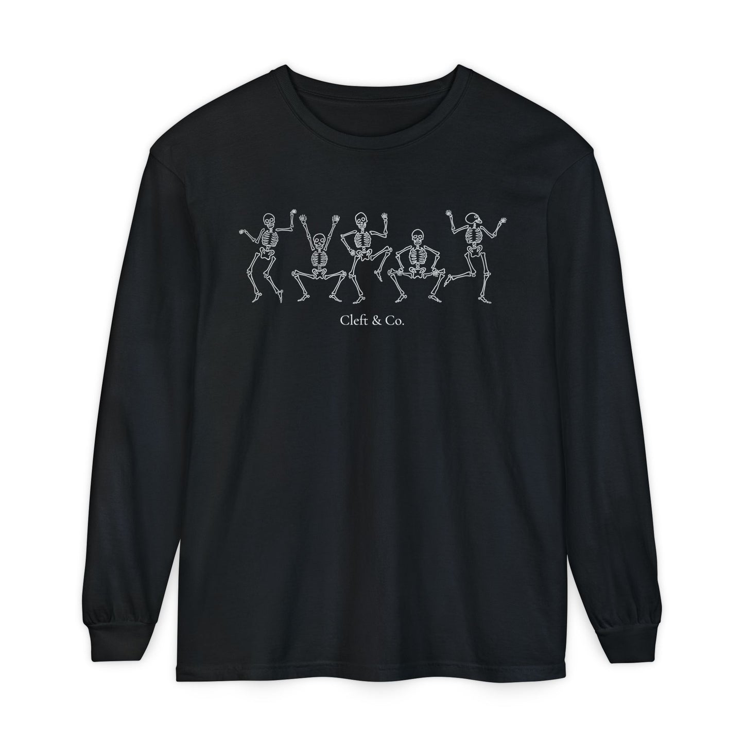 Dancing white skeletons, long sleeve tee