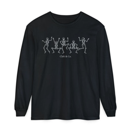 Dancing white skeletons, long sleeve tee