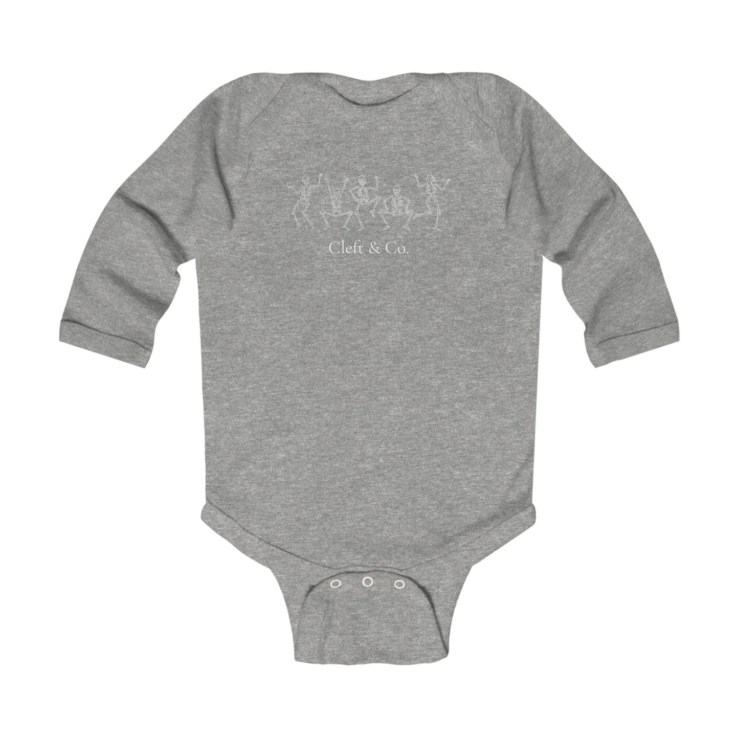 Dancing white skeletons, infant bodysuit