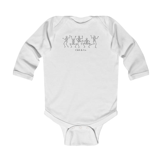 Dancing black skeletons, infant bodysuit