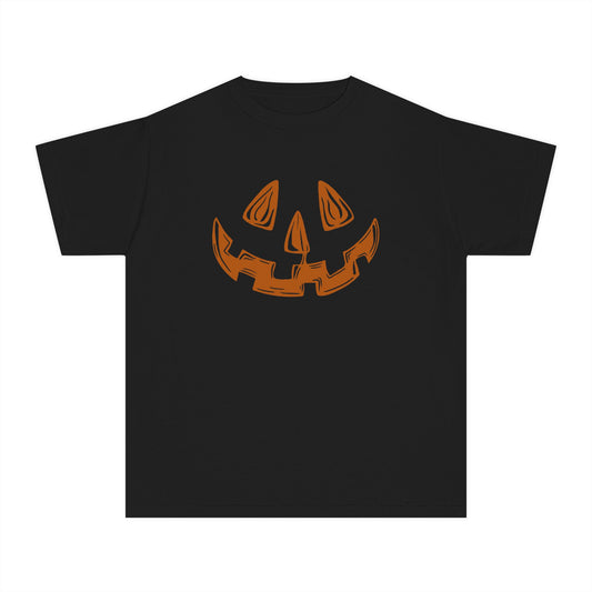 Right cleft jack-o-lantern, black youth tee