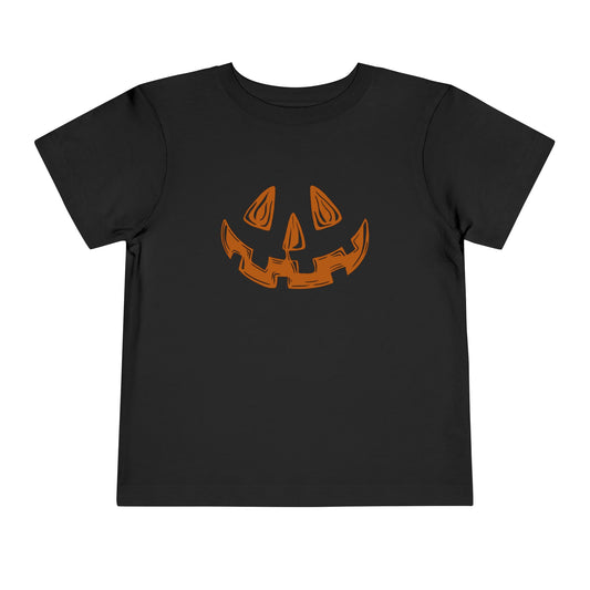 Left cleft jack-o-lantern, black toddler tee