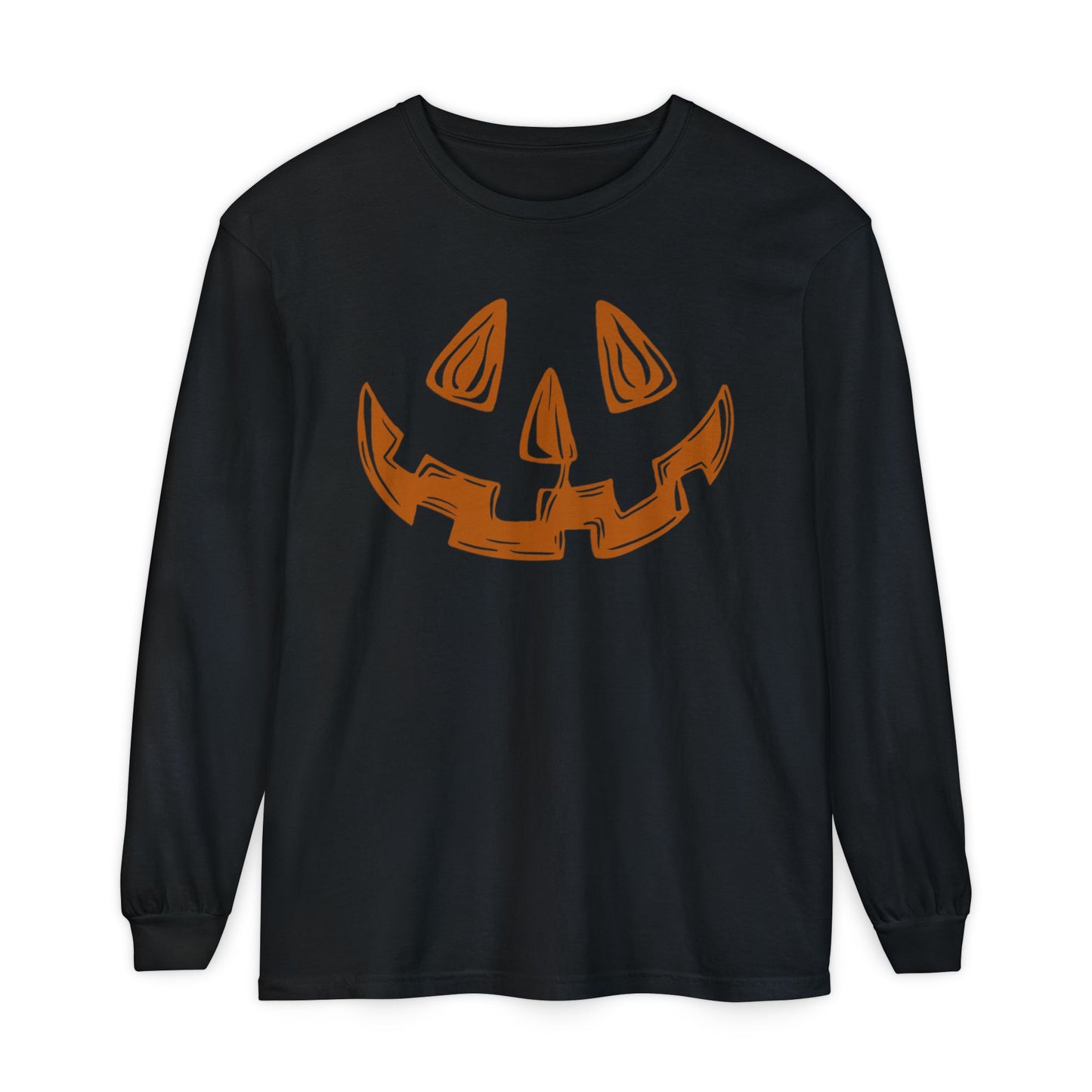 Right cleft jack-o-lantern, black long sleeve tee