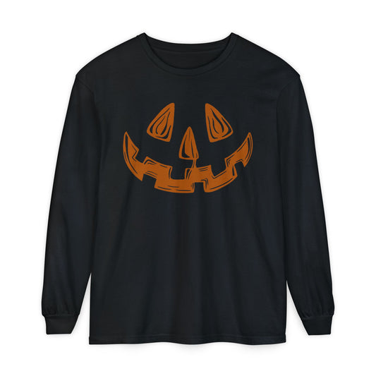 Right cleft jack-o-lantern, black long sleeve tee