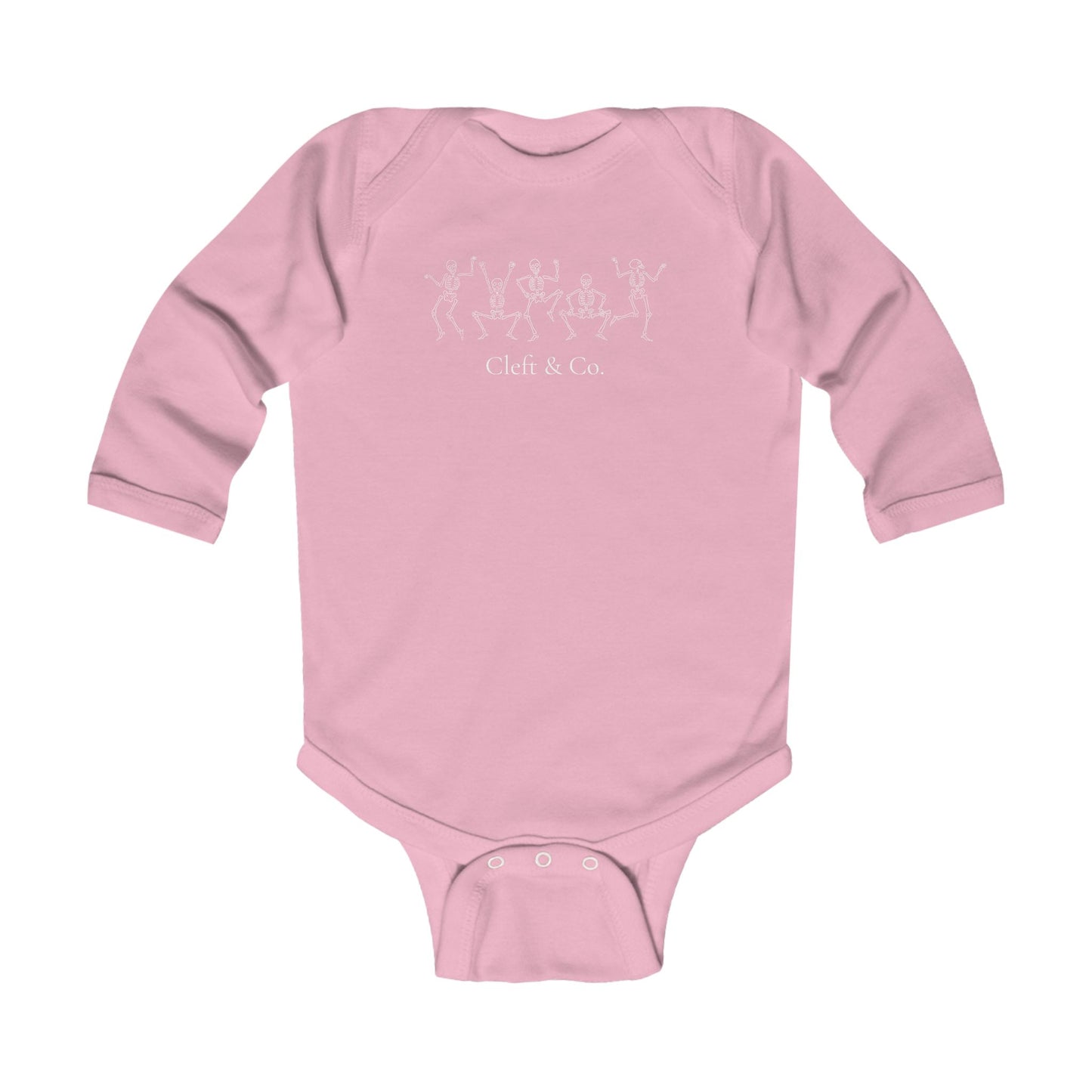 Dancing white skeletons, infant bodysuit
