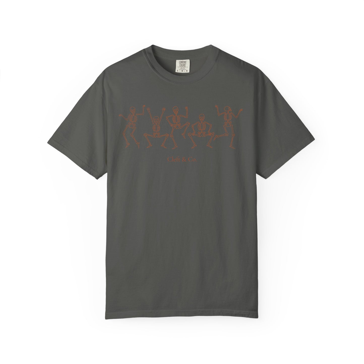 Dancing orange skeletons, short sleeve tee