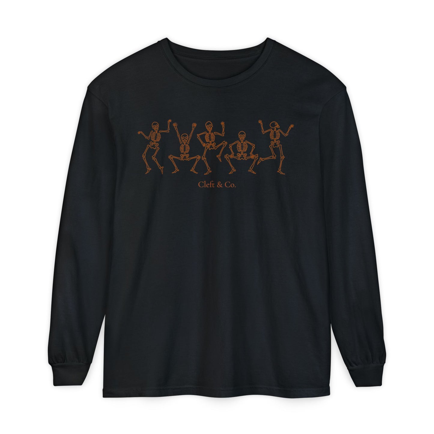 Dancing orange skeletons, long sleeve tee
