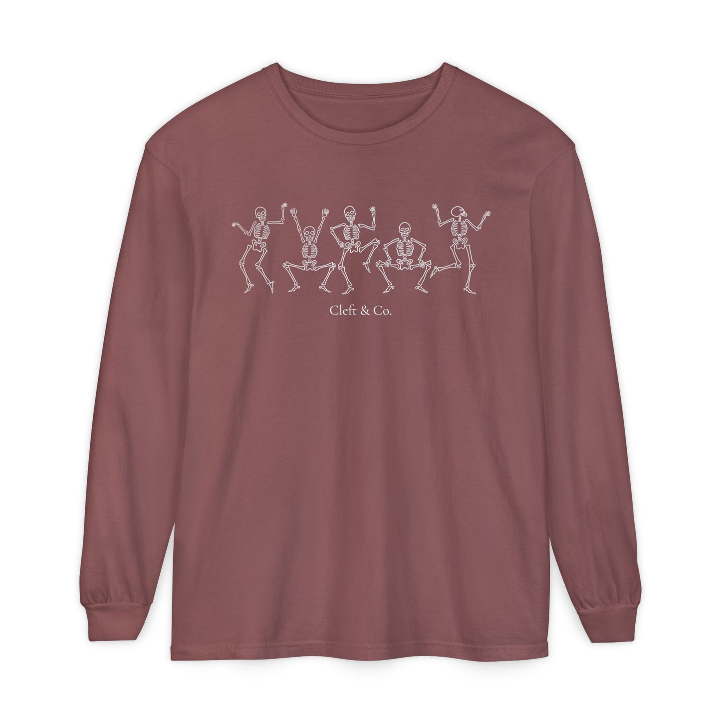 Dancing white skeletons, long sleeve tee