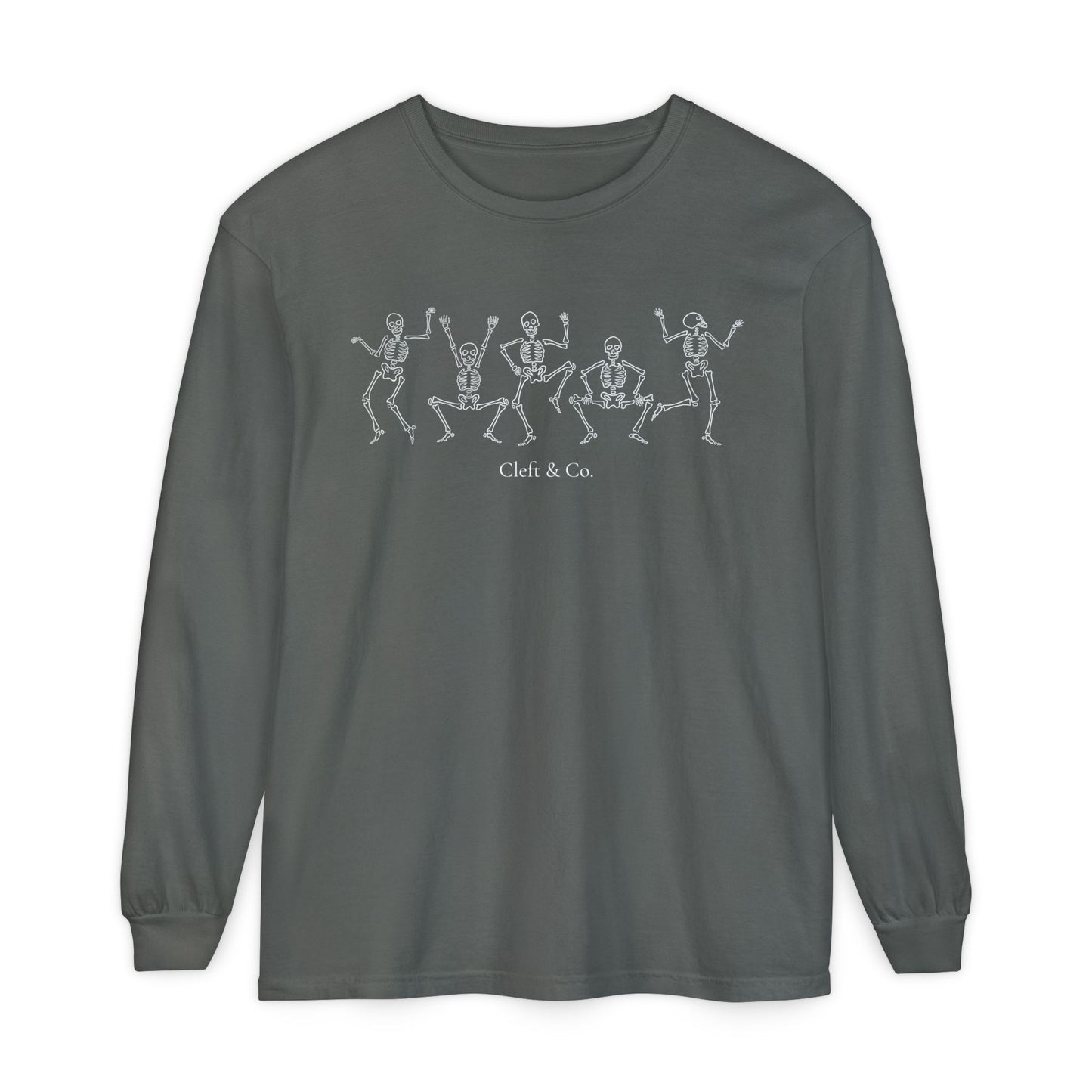 Dancing white skeletons, long sleeve tee