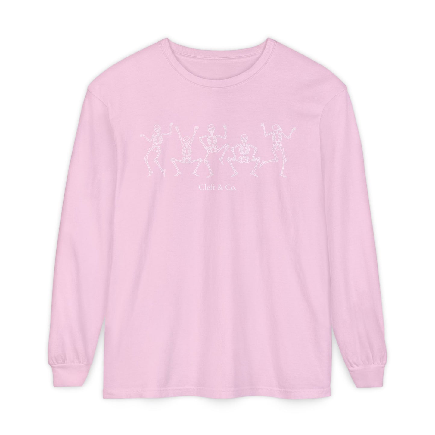 Dancing white skeletons, long sleeve tee